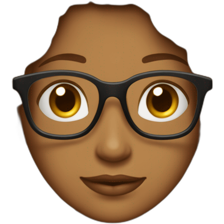 haz un emoji de un hermosa de 25 años de piel morena y cabello castaño obscuro que use lentes de pasta negra emoji