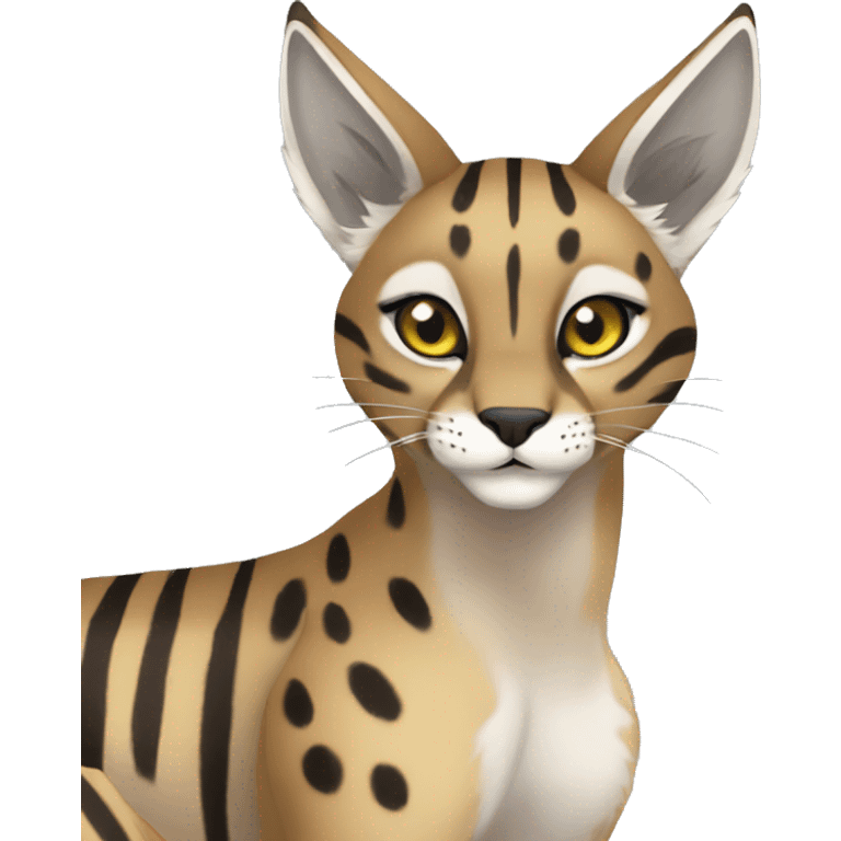 Striped and spotted Lynx-Caracal-Fakemon-hybrid full body emoji