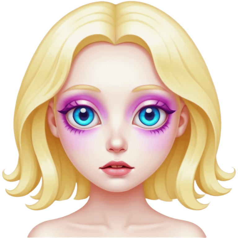 Psychedelic girl with large glistening eyes, ultra realistic details emoji