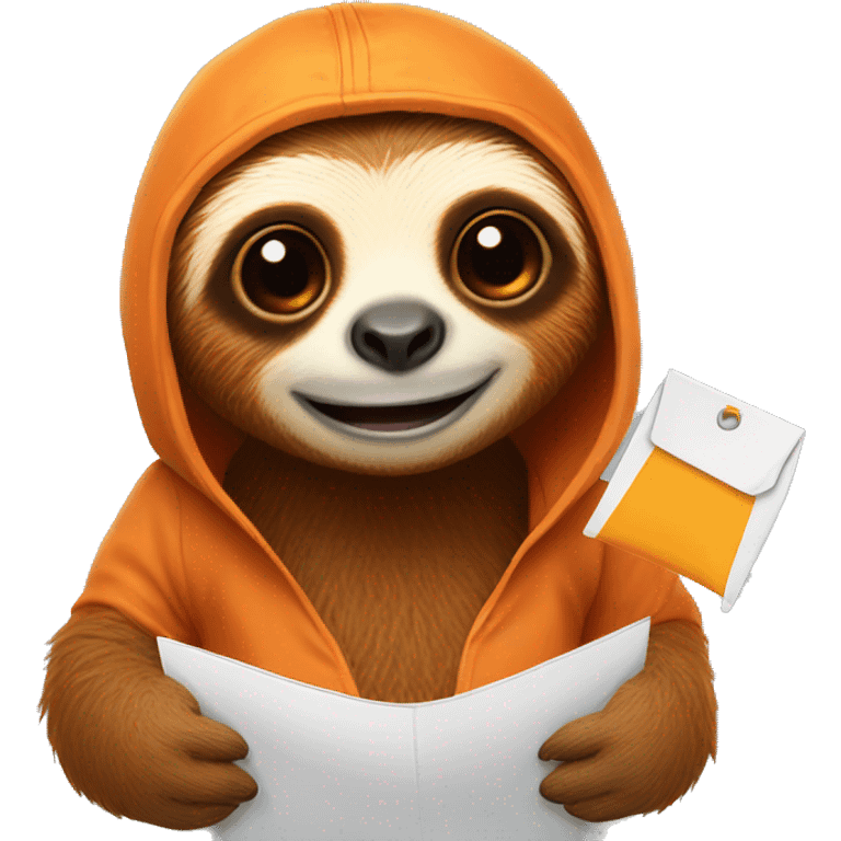 orange sloth receiving mail emoji