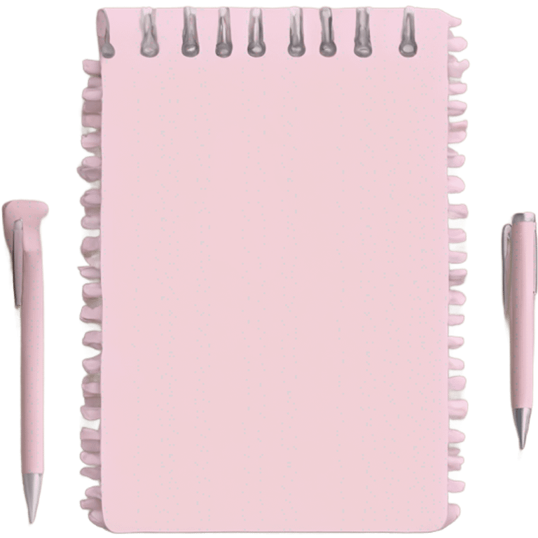 Pale pink notepad with pen emoji