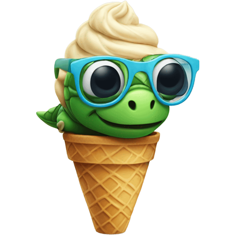 Turtle with glasses eating ice cream  emoji