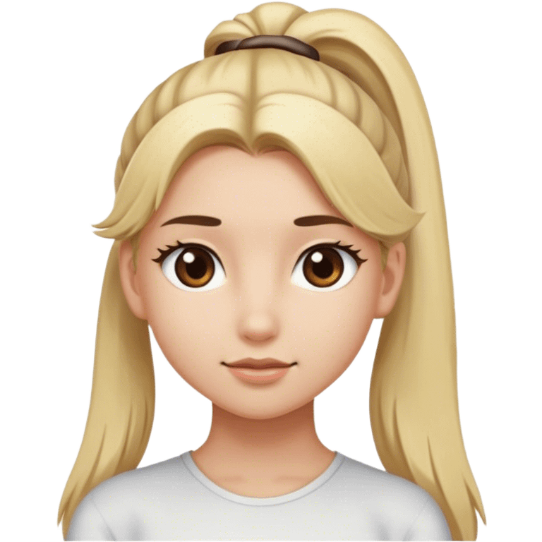 blonde girl with brown eyes and half up pony tail emoji