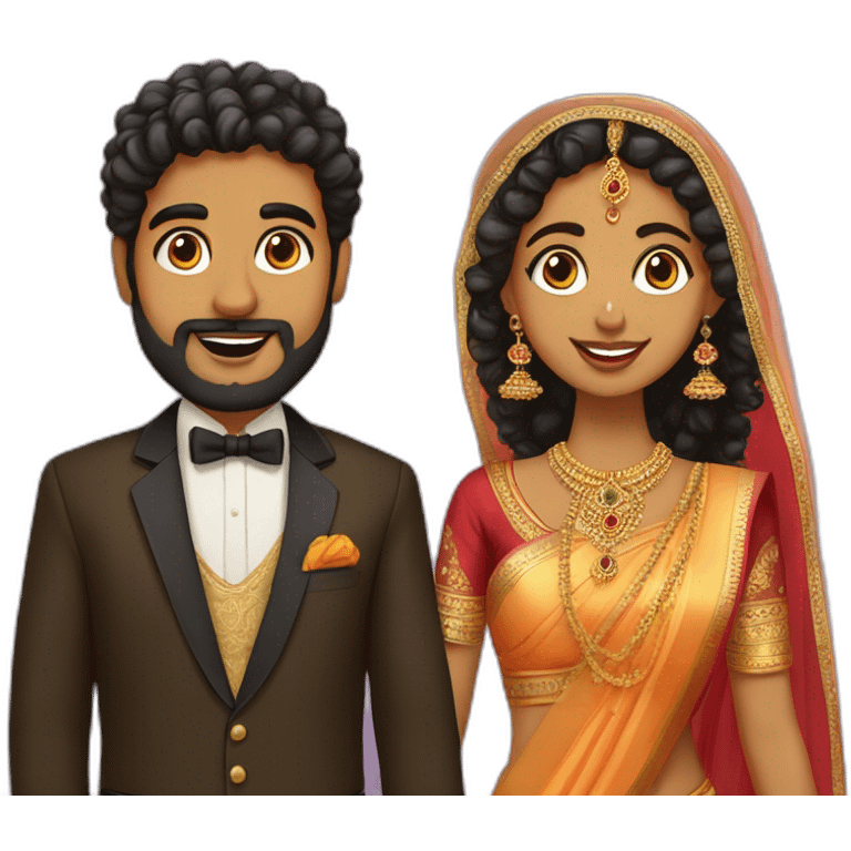 south indian girl with curly hair marrying south indian guy with straight hair and beard emoji