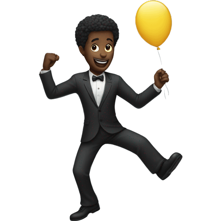 A black man holding a ballon dancing emoji