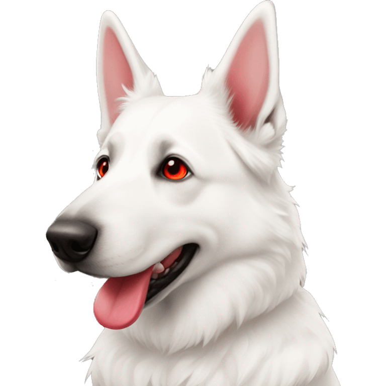 white swiss shepherd with red heart eyes emoji