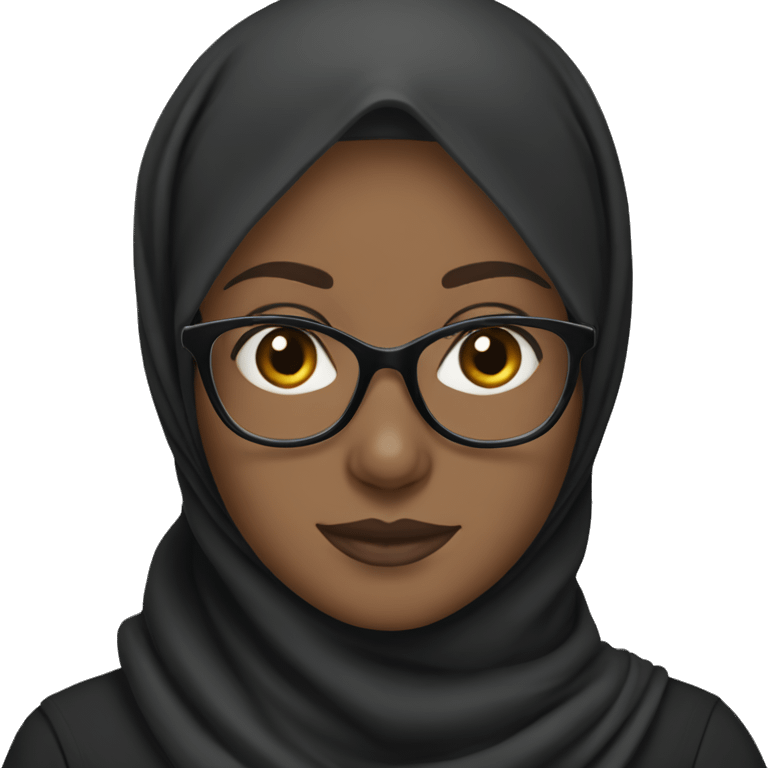 black hijab, glasses, light skin emoji