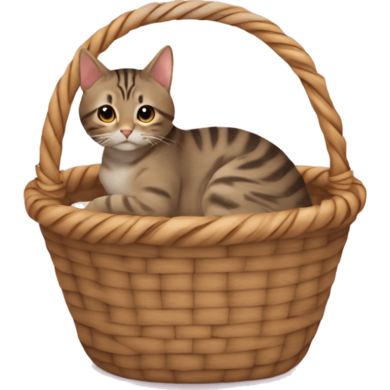 Tabby cat curling in a basket emoji