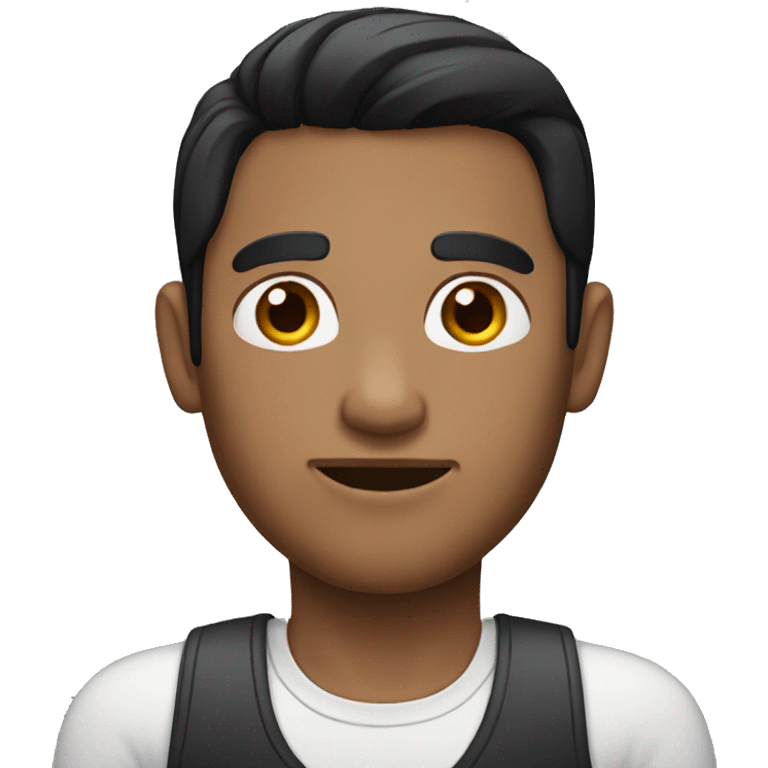 Black haired man with body emoji