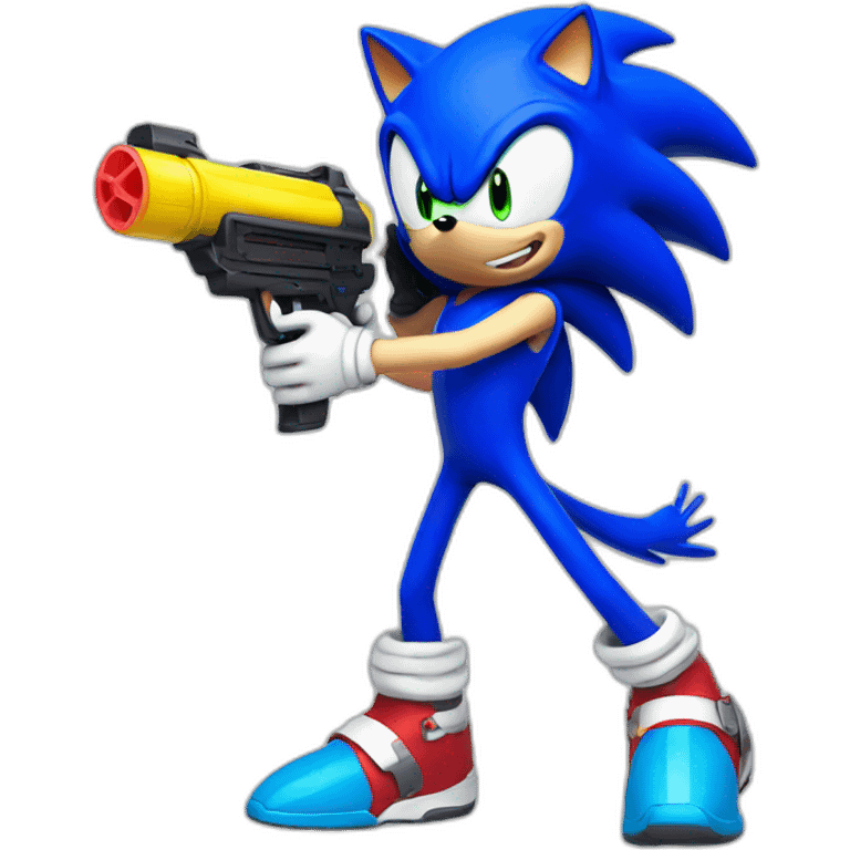 Sonic with a water gun emoji