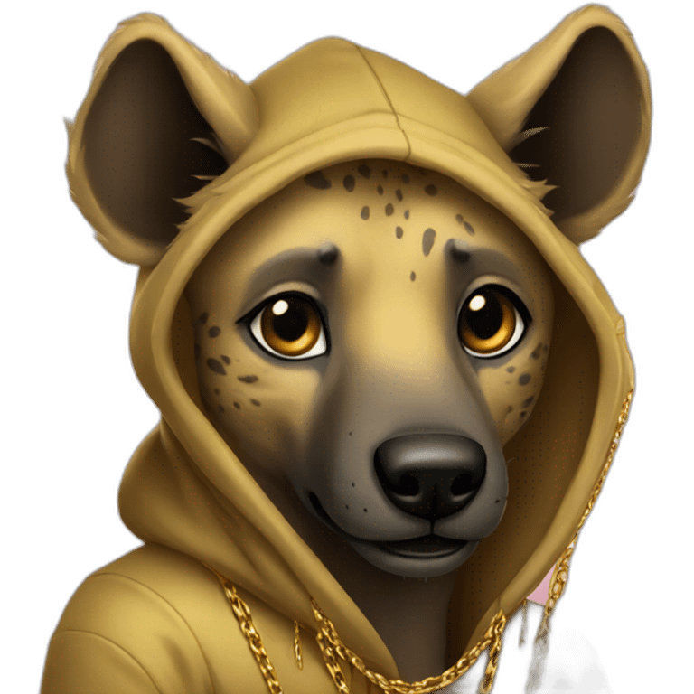 hyena wearing a hoodie and gold chain emoji