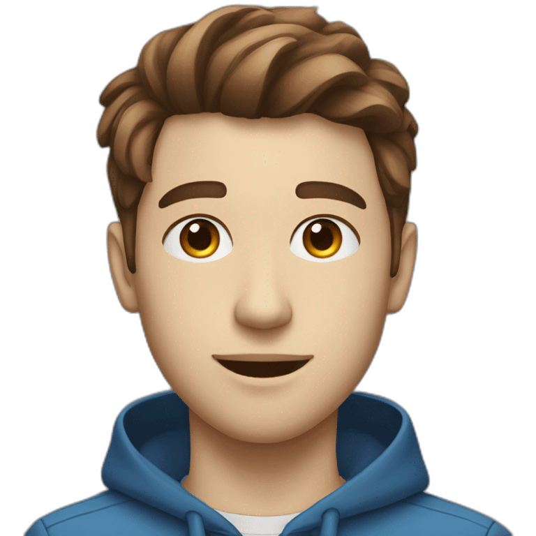 young man with blue eyes and brown hair, he's a singer and computer developer emoji