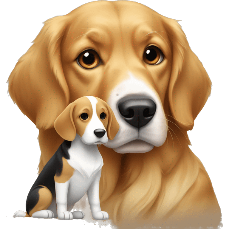 golden retriever beside a beagle emoji