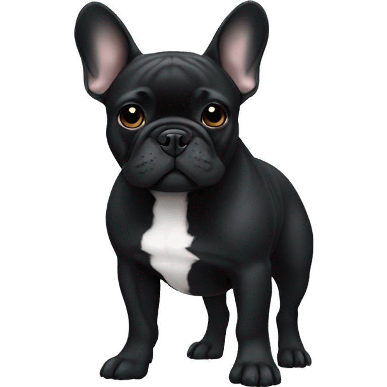 A French bulldog all black with white on its neck emoji