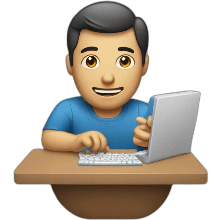 man typing on phone emoji