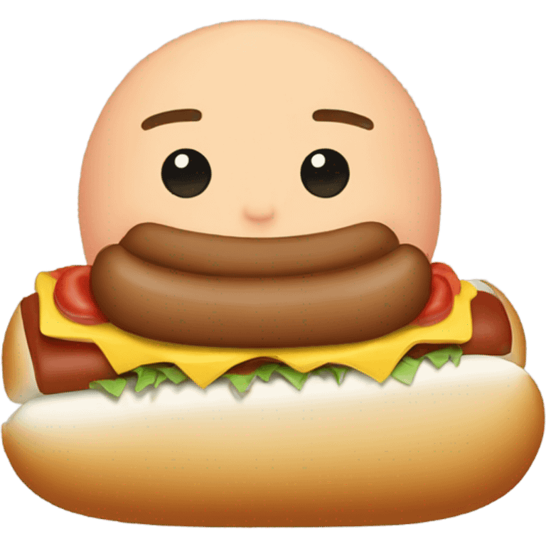 Bald beardless person in a hot dog bun emoji