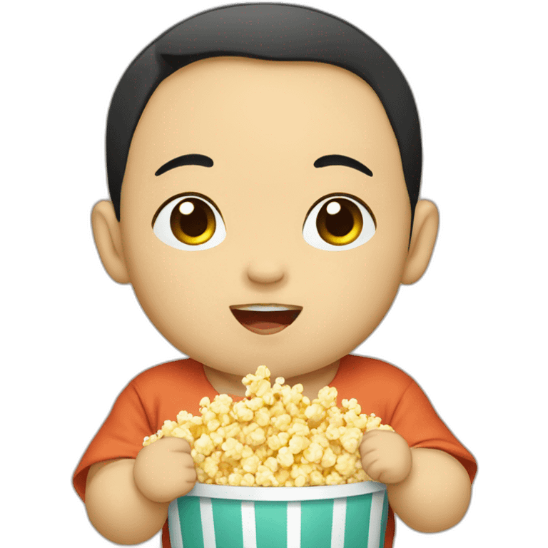 asian baby boy eating popcorn emoji