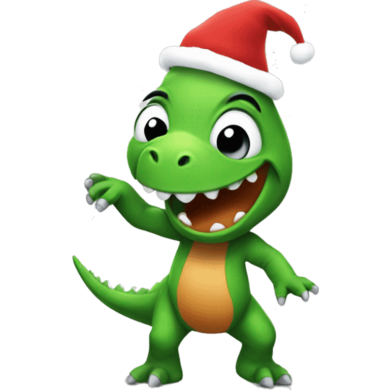 Dancing Dinosaur christmas emoji