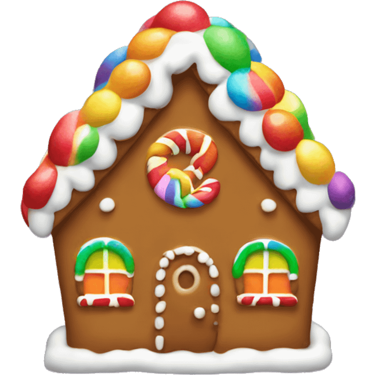 Gingerbread house with a rainbow bow  emoji