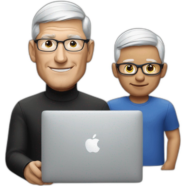 tim cook with a macbook pro emoji