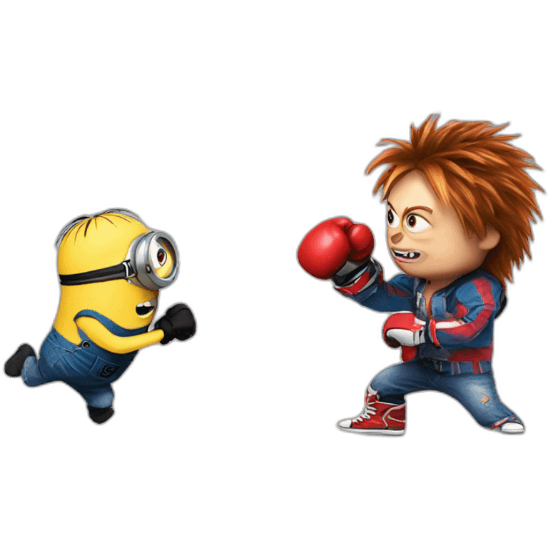 Minion boxing with chucky emoji