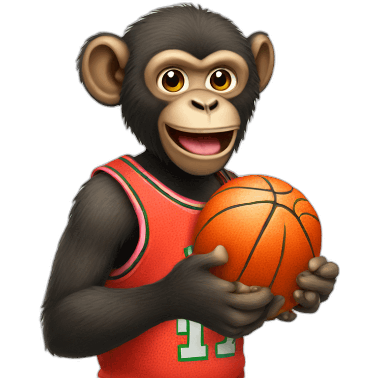 Monkey eating watermelon playing basketball  emoji