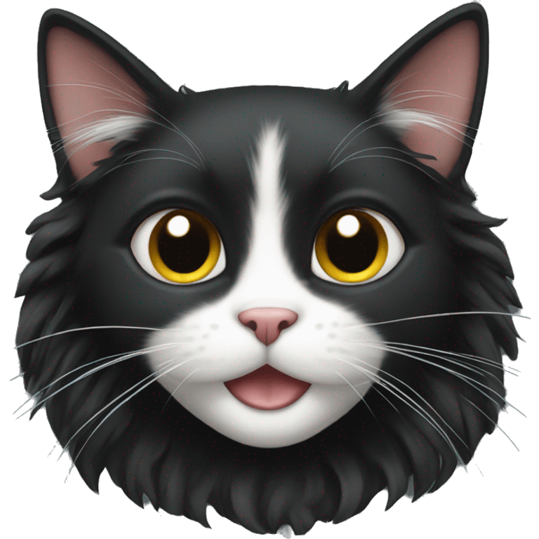 black cat domestic long-haired with white spot on the mouth emoji