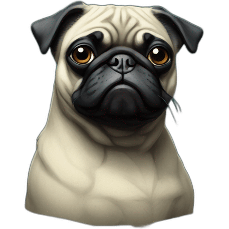 A cyberpunk black pug in Art Nouveau style during 1910 emoji