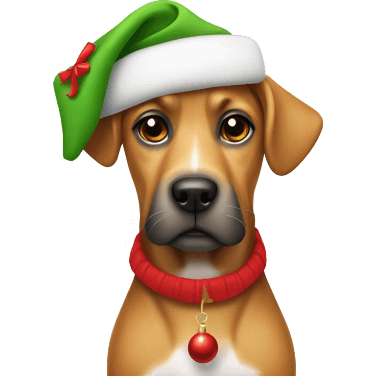 Dog with a Christmas hat kn emoji