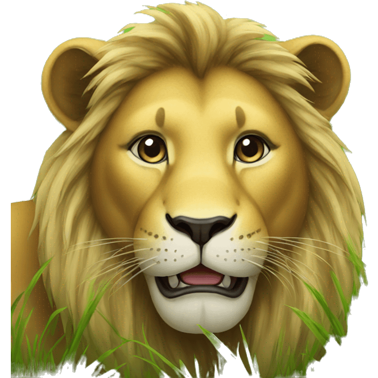 Lion eating grass emoji