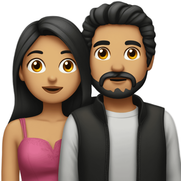 girl with black hair kissing Mexican  guy with facial hair  emoji