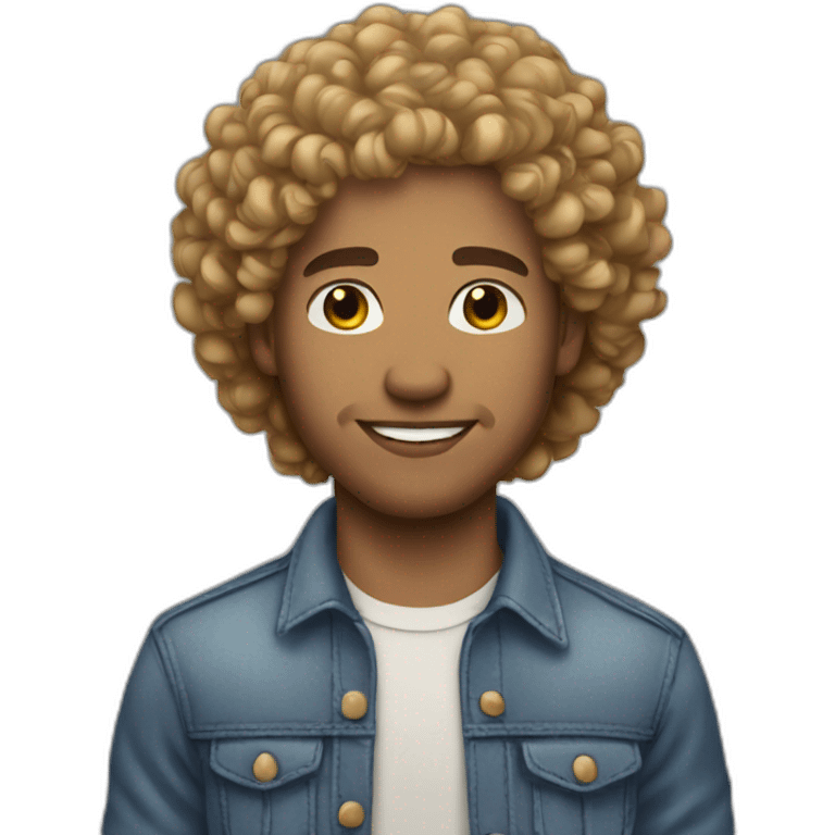 light skinned man curly hair emoji