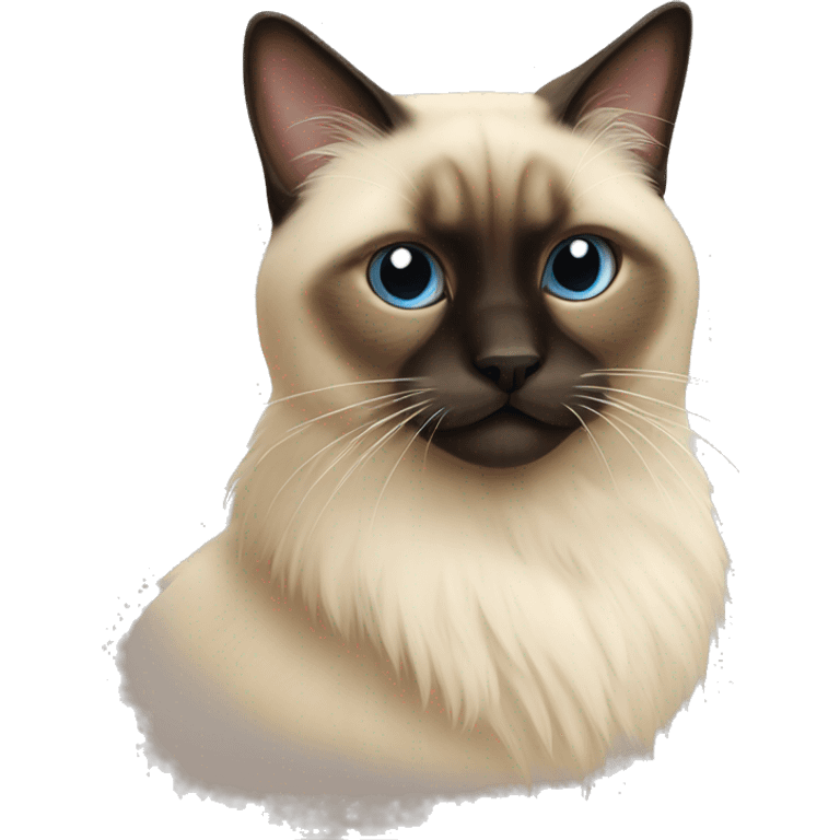 Hairy and fluffy Siamese cat emoji