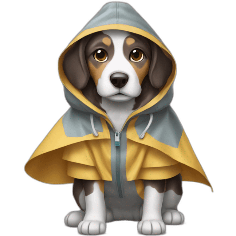 tri-colored-dog-wearing-raincoat emoji