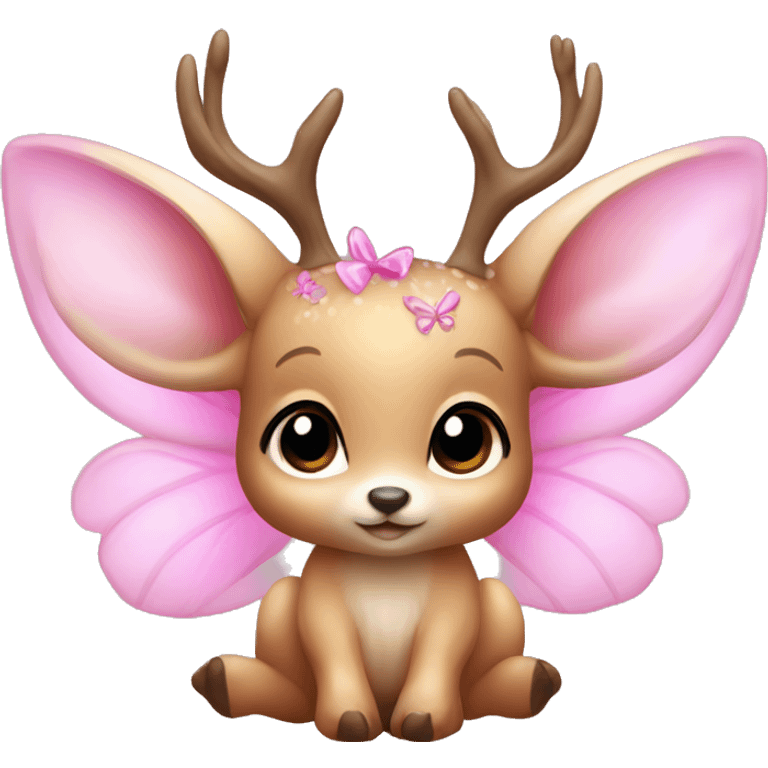 baby deer with fairy wings and a pink bow around its neck  emoji