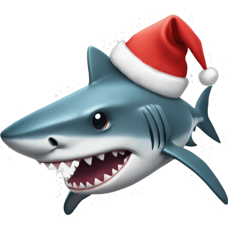 Shark with a Christmas hat emoji