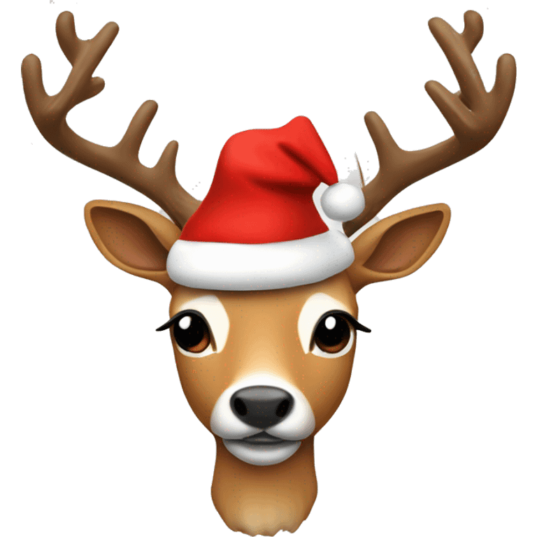 Reendeer with santa hat emoji