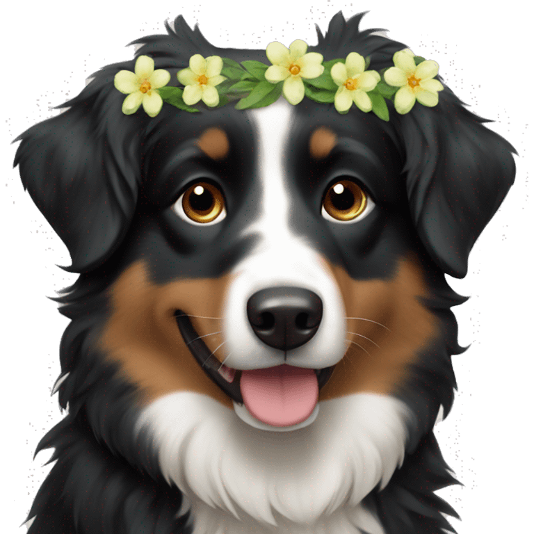 Plant garland Small black australian shepherd dog emoji