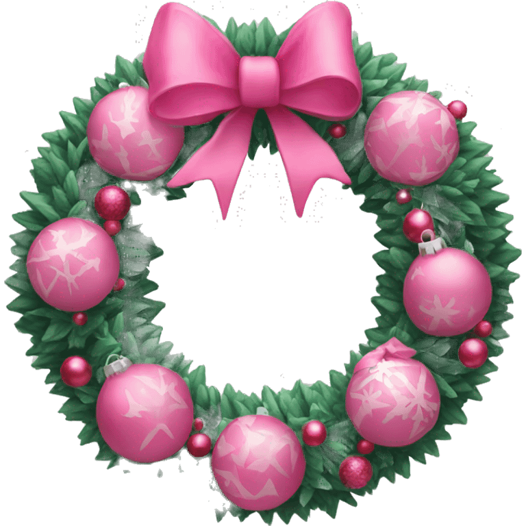 Pink Christmas wreath  emoji