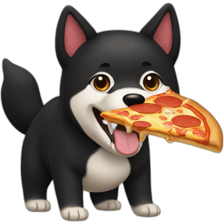 black shiba inu eating pizza emoji