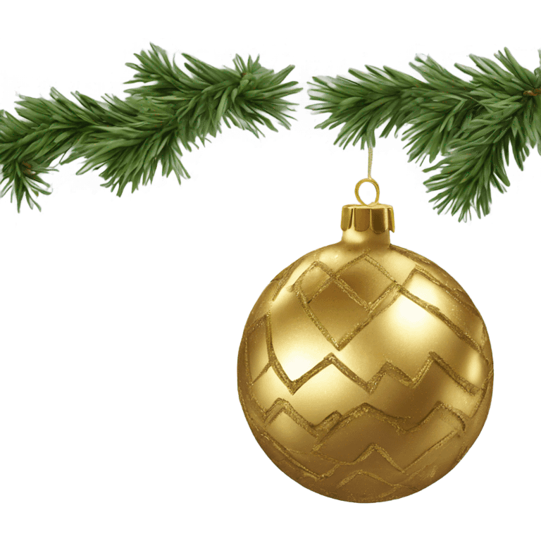 Realistic metallic Christmas gold ornament emoji