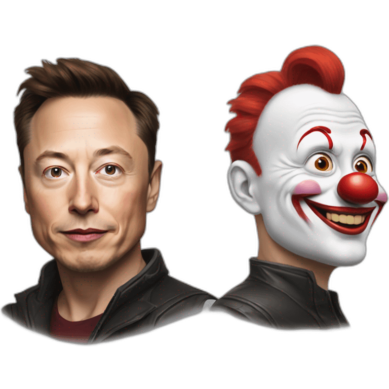 Elon Musk with clown makeup emoji