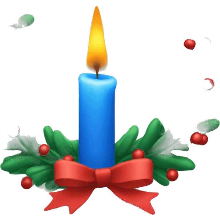 Blue candle with christmas wreath emoji