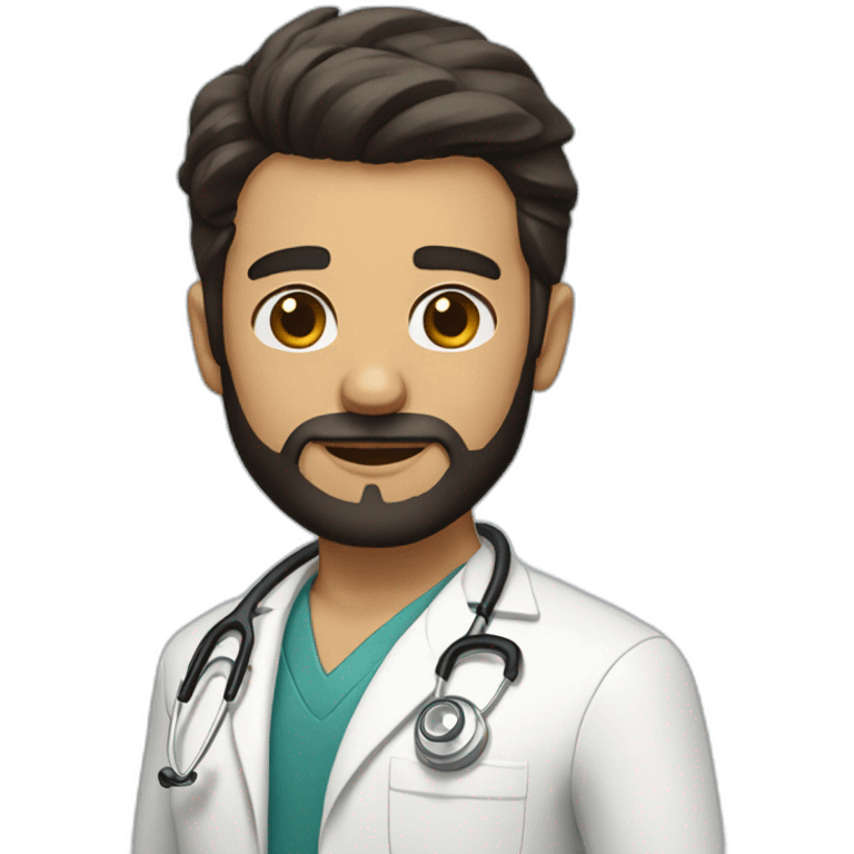 white doctor brown beard and short black hair on the head emoji