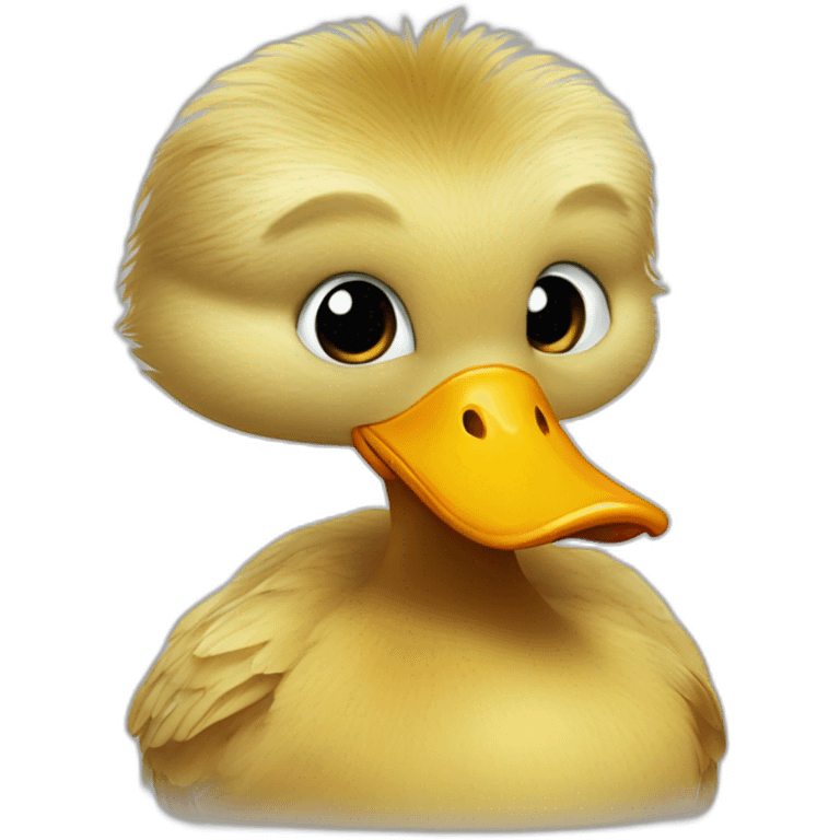 A duck with the face of Avram Andrei Tiberiu with hair emoji