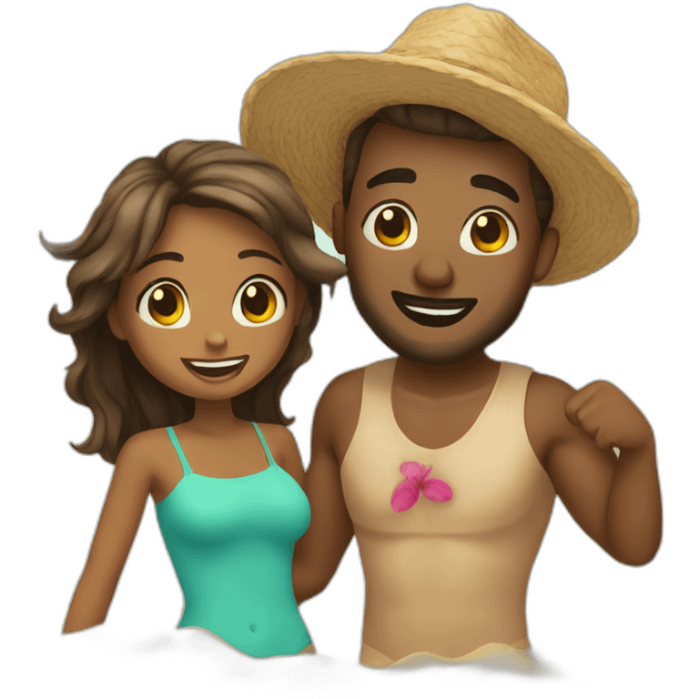 Couple in the beach emoji