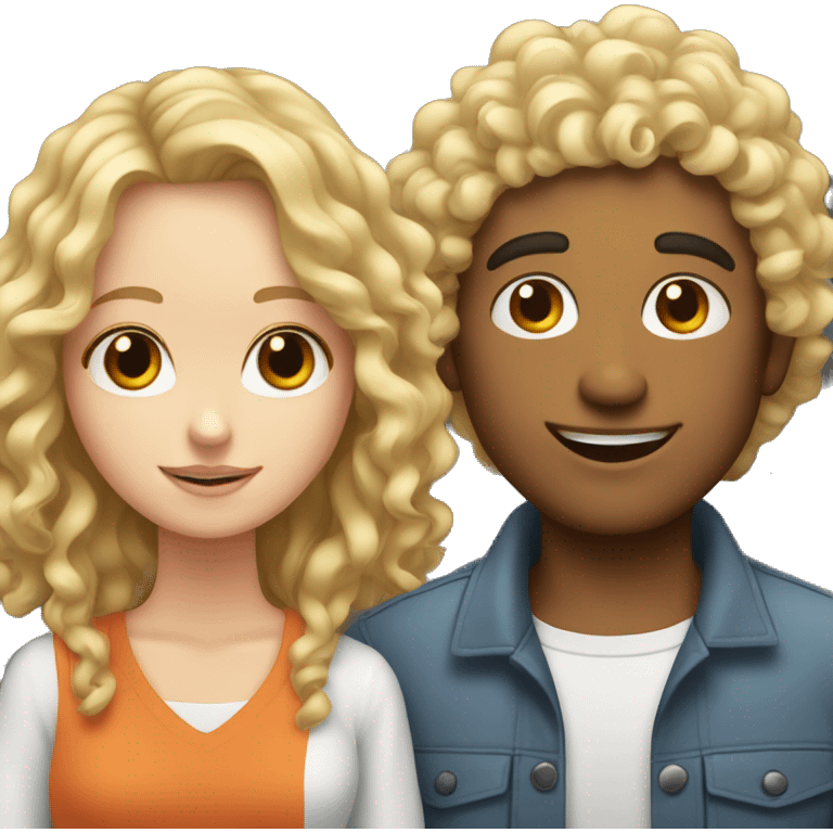 Guy with curly hair with white girl with straight hair  emoji