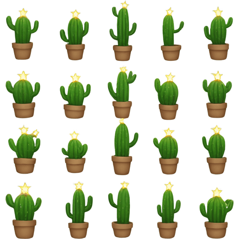 Cactus with Christmas lights emoji