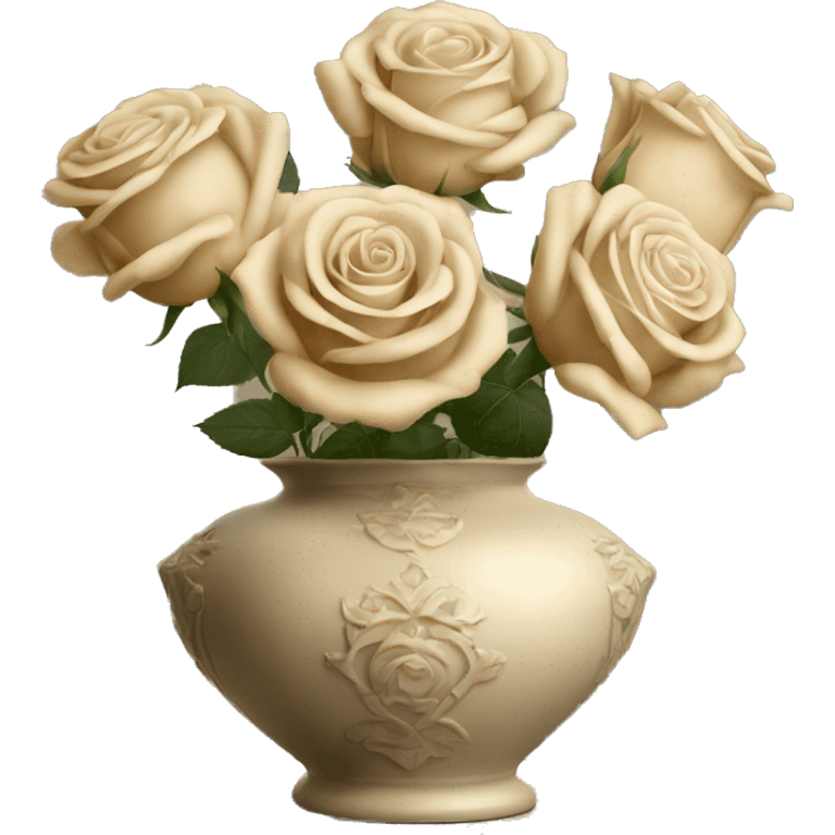 Beige roses in a vintage vase emoji