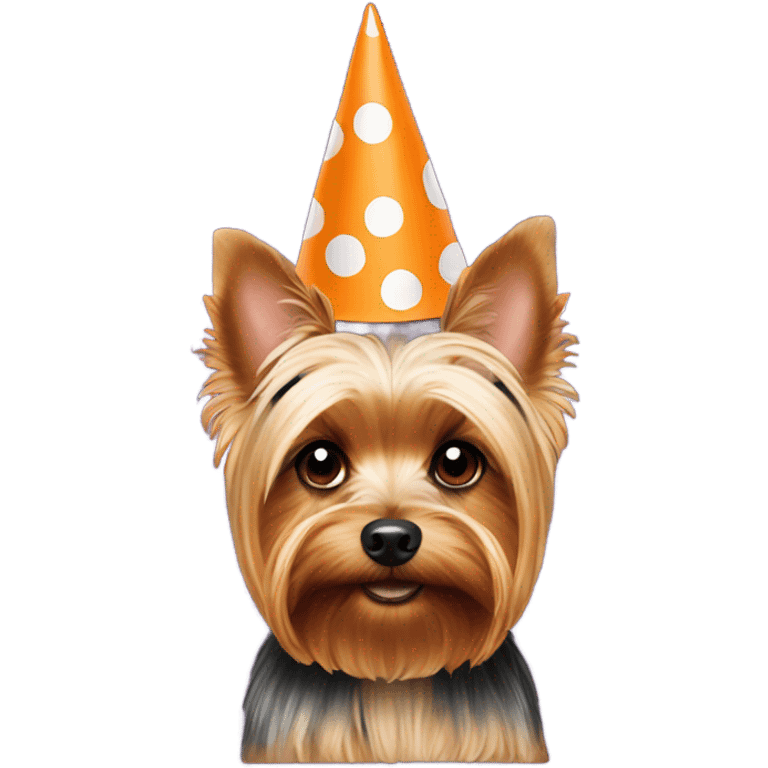 Yorkie wearing a Tennessee party hat  emoji